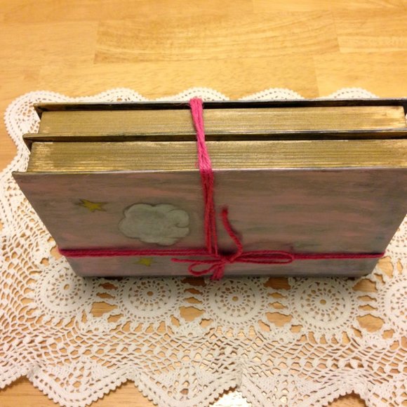 Handcrafted Pink and Grey Book Decor - Picture 4 of 5
